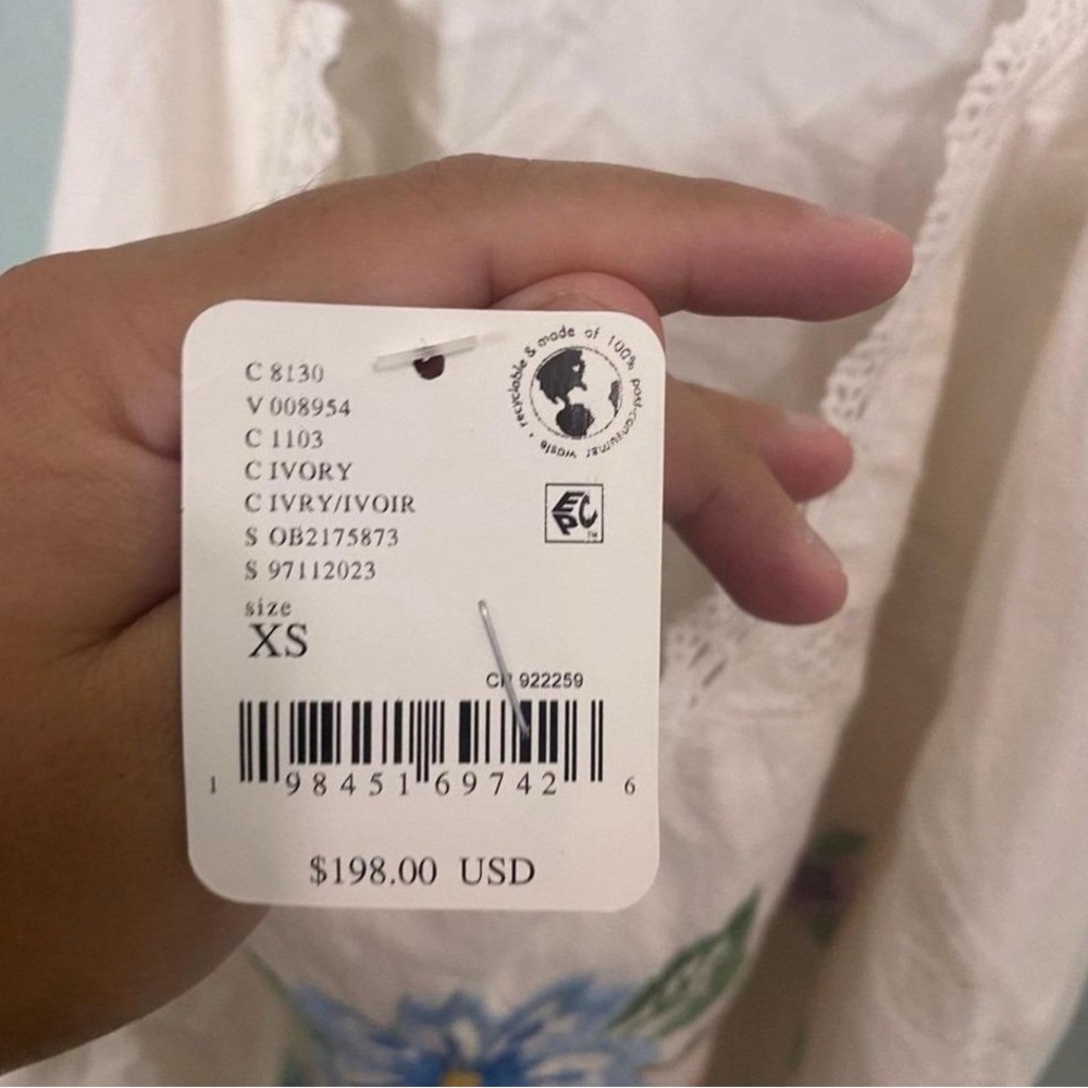 Free People Willow Embroidered Mini Dress Floral White size XS NWT - Picture 5 of 5